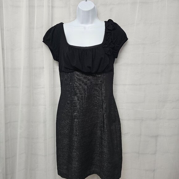 Vintage Iz Byer Dress Y2K Black Denim Retro Bodycon 11 - Picture 1 of 14